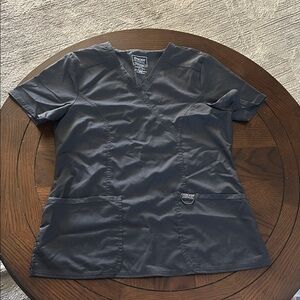 Cherokee Gray V-Neck Scrub Top with D-Ring